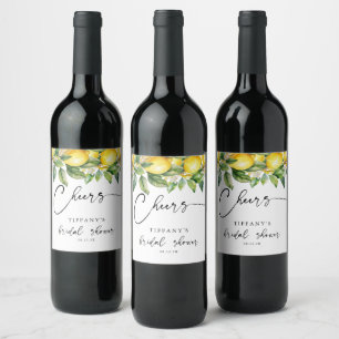 Summer  Lemon Citrus Cheers Bridal Shower Wine Label