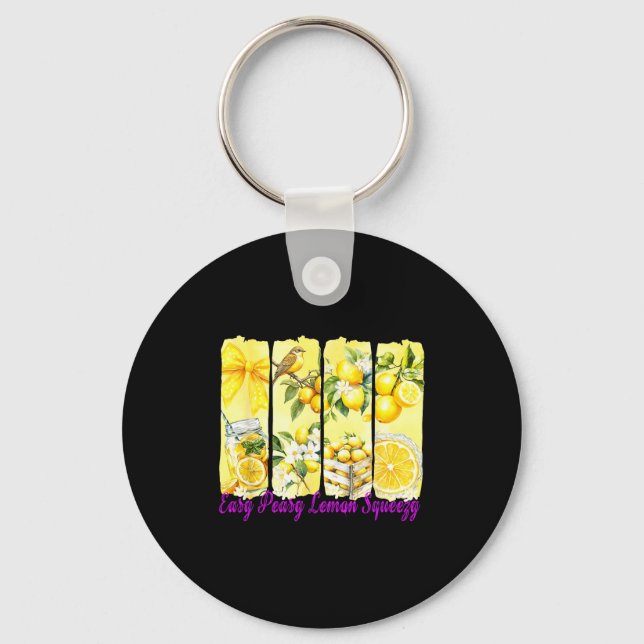 Summer Lemon,coquette Bow Summer Funny Gift Tee Wi Keychain (Front)