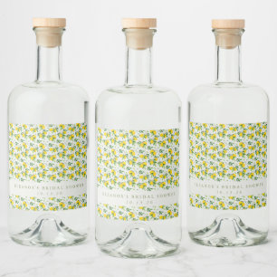 Summer Lemon Fruit Pattern Custom Bridal Shower  Liquor Bottle Label