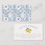 Summer Lemon & Mediterranean Tiles Bridal Shower Enclosure Card<br><div class="desc">An enclosure card template that is made to match our Summer Lemon & Mediterranean Tiles Bridal Shower collection. The design features a beautiful hand-painted watercolor illustration of two lemons, lemon blossoms hanging from a tree branch, and blue Italian tiles, adding a touch of Mediterranean charm to this design. You can...</div>