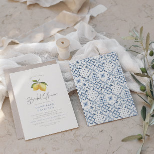 Summer Lemon & Mediterranean Tiles Bridal Shower Invitation