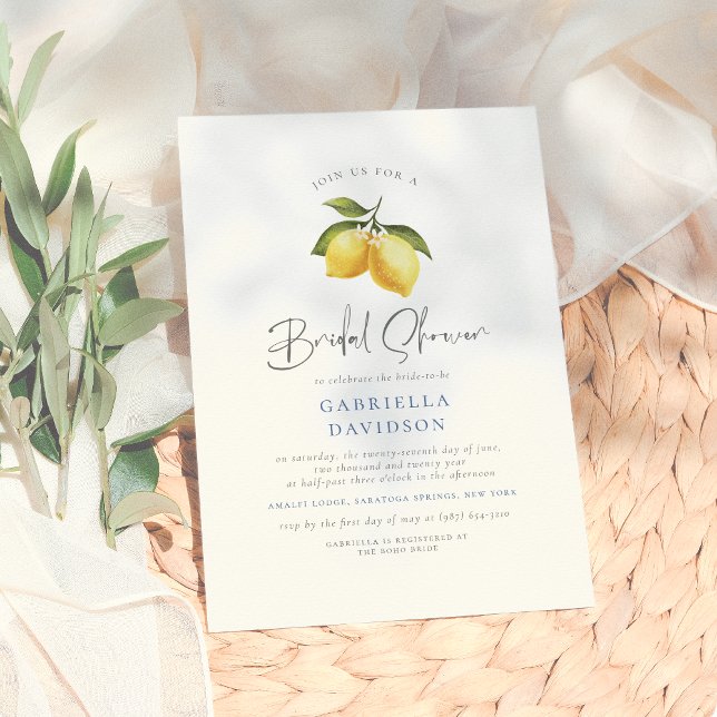 Summer Lemon & Mediterranean Tiles Bridal Shower Invitation (Creator Uploaded)