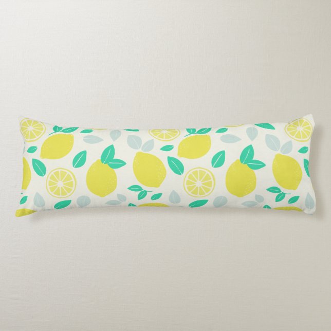 Summer Lemon Pattern in Cream Body Pillow (Front)