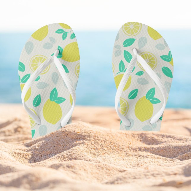 Summer Lemon Pattern in Cream Flip Flops (Creator Uploaded)