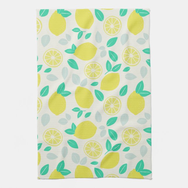Summer Lemon Pattern in Cream Kitchen Towel (Vertical)