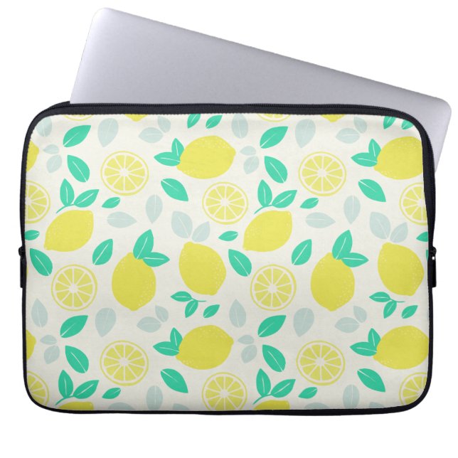 Summer Lemon Pattern in Cream Laptop Sleeve (Front)