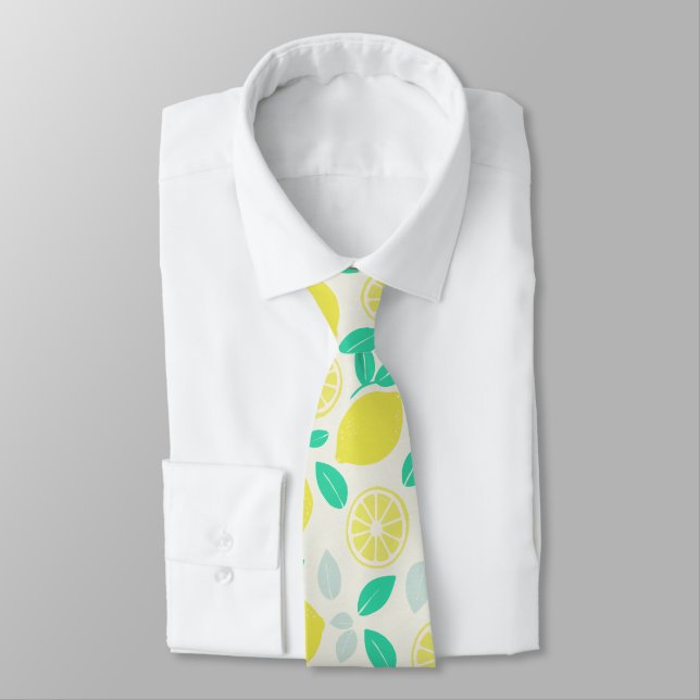 Summer Lemon Pattern in Cream Tie (Tied)