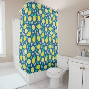 Summer Lemon Pattern in Navy Blue