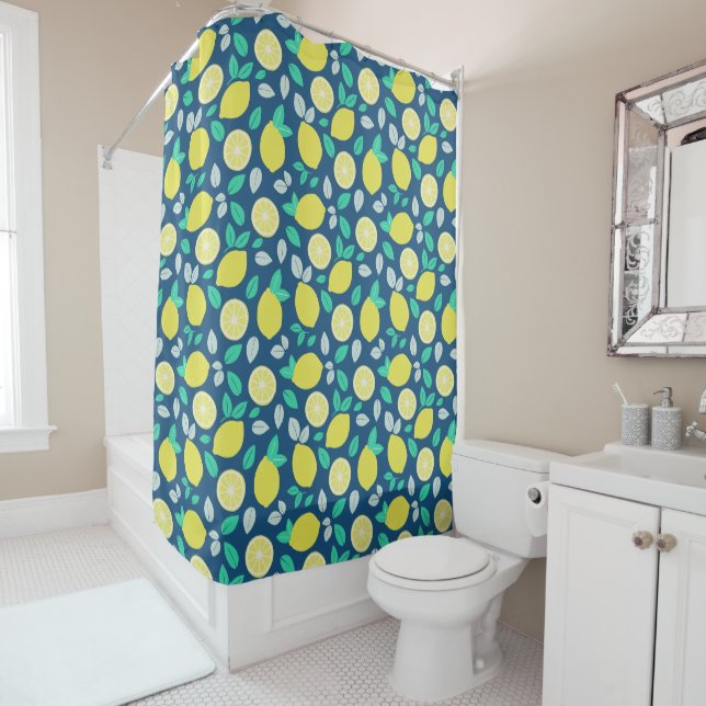 Summer Lemon Pattern in Navy Blue (In Situ)