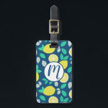 Summer Lemon Pattern in Navy Blue Luggage Tag<br><div class="desc">A trendy summer pattern of bright yellow full lemons and lemon slices surrounded in teal and mint coloured leaves,  and placed on a lovely navy blue background. This citrus fruit pattern is perfect for summery sun filled days.</div>