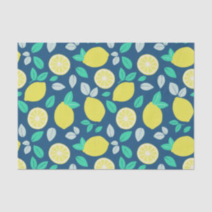 Summer Lemon Pattern in Navy Blue Tissue Paper