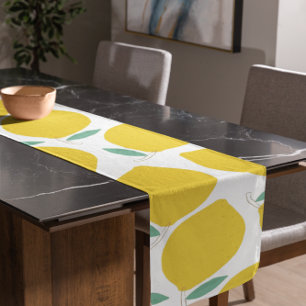 Summer Lemon-Patterned Custom Background Colour Short Table Runner