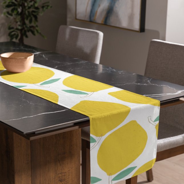 Summer Lemon-Patterned Custom Background Colour Short Table Runner (Creator Uploaded)
