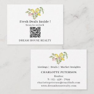 Summer Lemon Real Estate QR Code Business Card