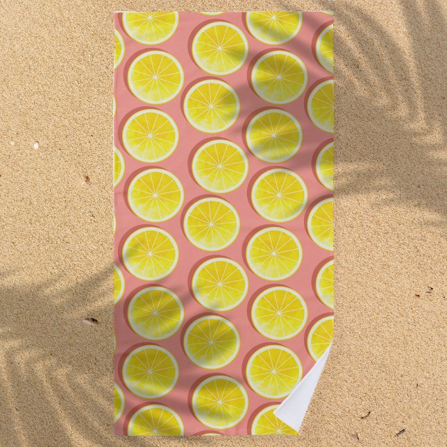 Summer Lemon Slices Pattern Beach Towel (Creator Uploaded)