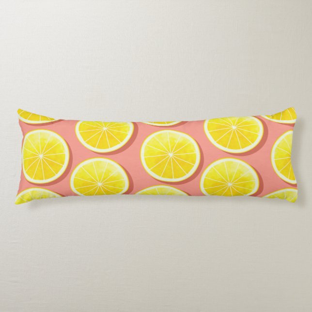 Summer Lemon Slices Pattern Body Pillow (Front)