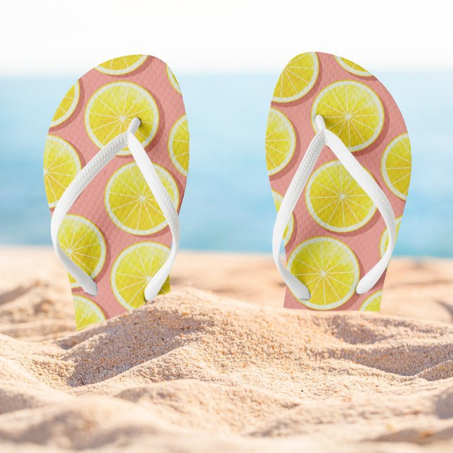 Summer Lemon Slices Pattern Flip Flops (Creator Uploaded)