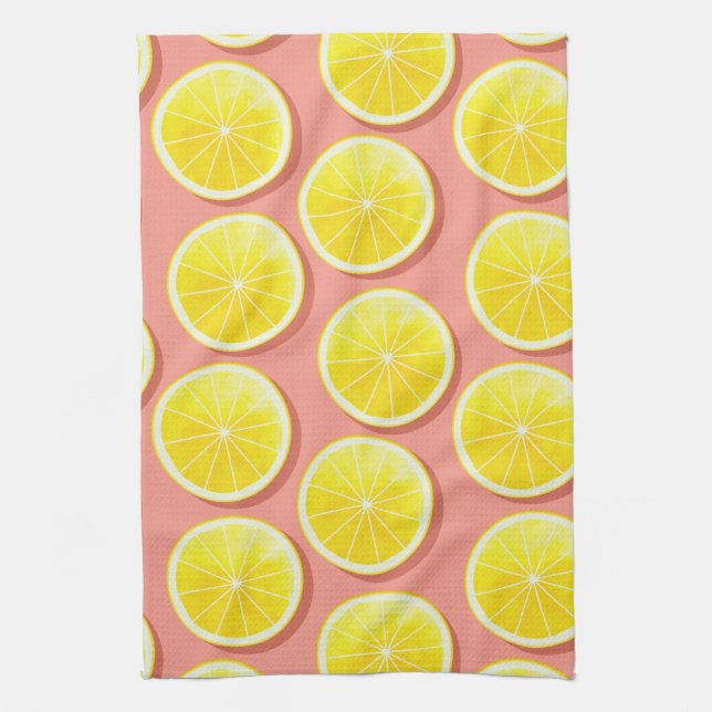 Summer Lemon Slices Pattern Kitchen Towel (Vertical)