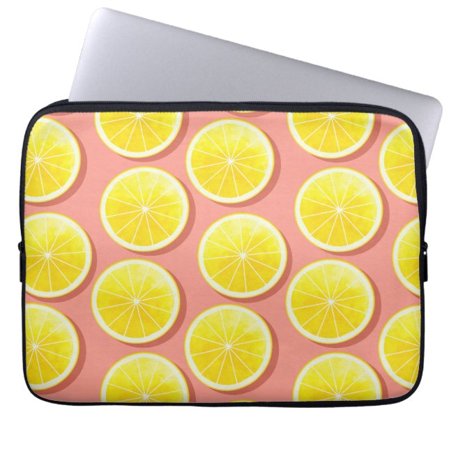 Summer Lemon Slices Pattern Laptop Sleeve (Front)