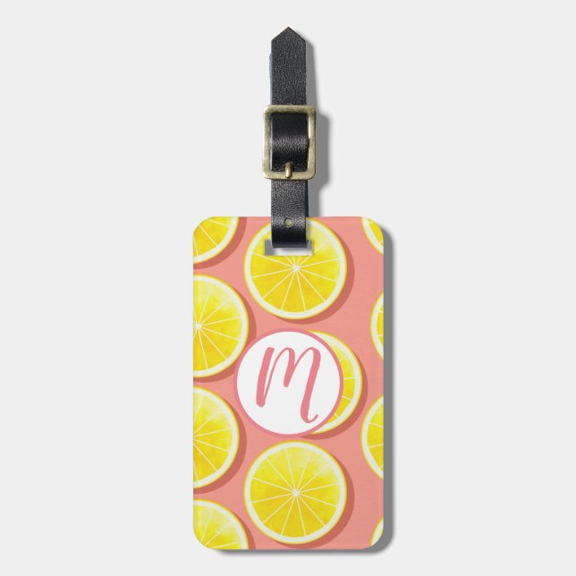 Summer Lemon Slices Pattern Luggage Tag (Front Vertical)