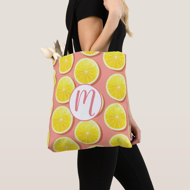 Summer Lemon Slices Pattern Tote Bag (Close Up)