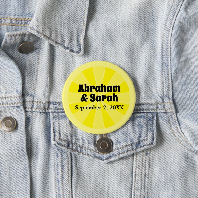 Summer Lemon Wedding  3 Inch Round Button (In Situ)
