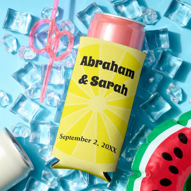 Summer Lemon Wedding Favours Seltzer Can Cooler (In Situ Summer)
