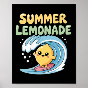 Summer Lemonade Vibes Surfing Lemon Wave _1  Poster