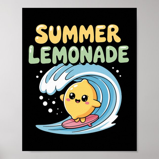 Summer Lemonade Vibes Surfing Lemon Wave _1  Poster (Front)