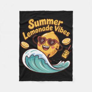 Summer Lemonade Vibes Surfing Lemon Wave  Fleece Blanket