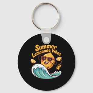 Summer Lemonade Vibes Surfing Lemon Wave Keychain