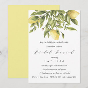 Summer Lemons and Foliage Wedding Bridal Brunch In Invitation