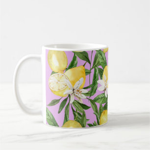 Summer lemons and lemon blossom pattern coffee mu mug