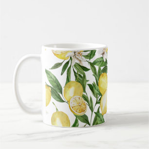 Summer lemons and lemon blossom pattern  coffee mug