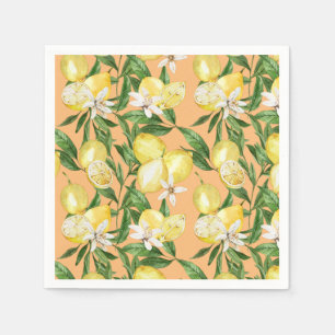 Summer lemons and lemon blossom pattern  napkin