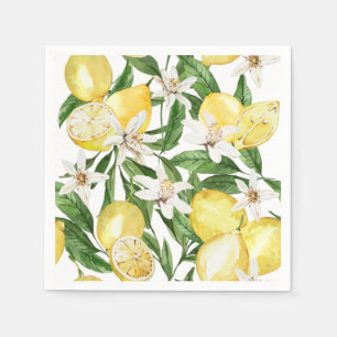 Summer lemons and lemon blossom patterPaper Napkin