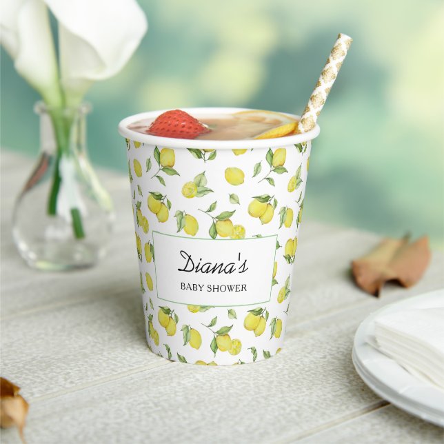 Summer Lemons Baby Shower Paper Cups (Insitu)