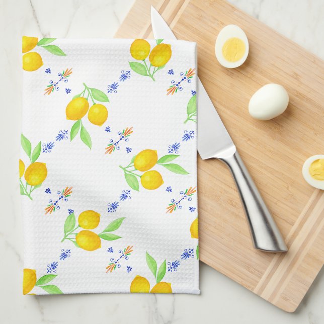 Summer Lemons Kitchen Towel Tea Towel (Quarter Fold)