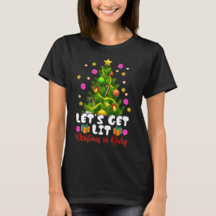 Summer Lets Get Lit Christmas In July Tropical Chr T-Shirt