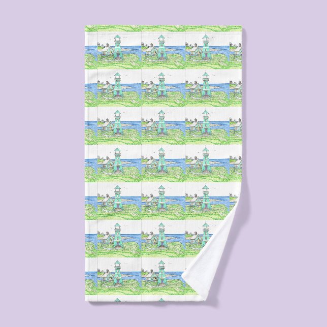 Summer Lighthouse 3; Hand or Kitchen Towel (Hand Towel)