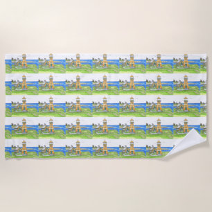 Summer Lighthouse 4; Beach Towel