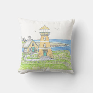 Summer Lighthouse 4; Indoor Throw Pillow; Blue Throw Pillow