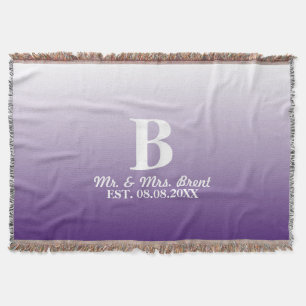 summer lilac ombre purple monograms throw blanket