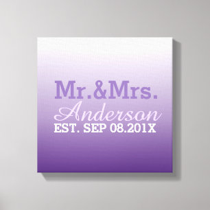 summer lilac ombre purple wedding mr and mrs canvas print