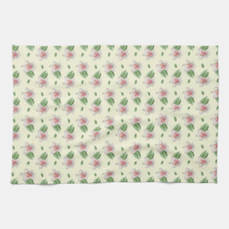 Summer Lily Floral Seamless Pattern Kitchen Towel