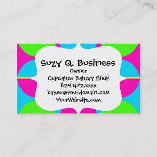 Summer Lime Green Hot Pink Teal Circles Stripes Business Card