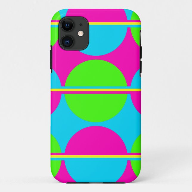 Summer Lime Green Hot Pink Teal Circles Stripes Case-Mate iPhone Case (Back)