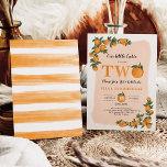Summer Little Cutie Orange Citrus 2nd Birthday Invitation<br><div class="desc">This citrus-themed invitation is perfect for summer birthdays. Featuring beautiful hand-painted orange and greenery. You can personalize the back of the invitation further by changing the stripes pattern to any image and adding additional details.</div>