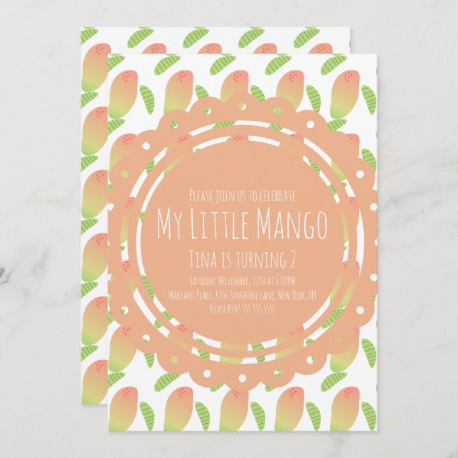 Summer Little Mango Tropical Invitation (Front/Back)