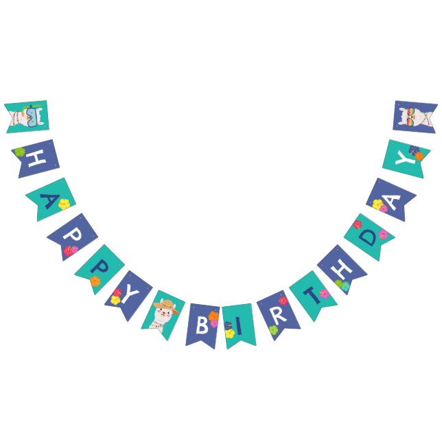 Summer llama pool party bunting banner (All)